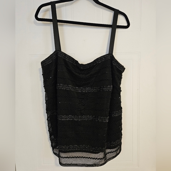 Ensemble top and cardigan vest womens XL black mesh - Picture 5 of 5